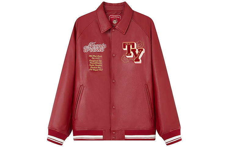 Teenie Weenie Men Leather Jacket Unisex Red