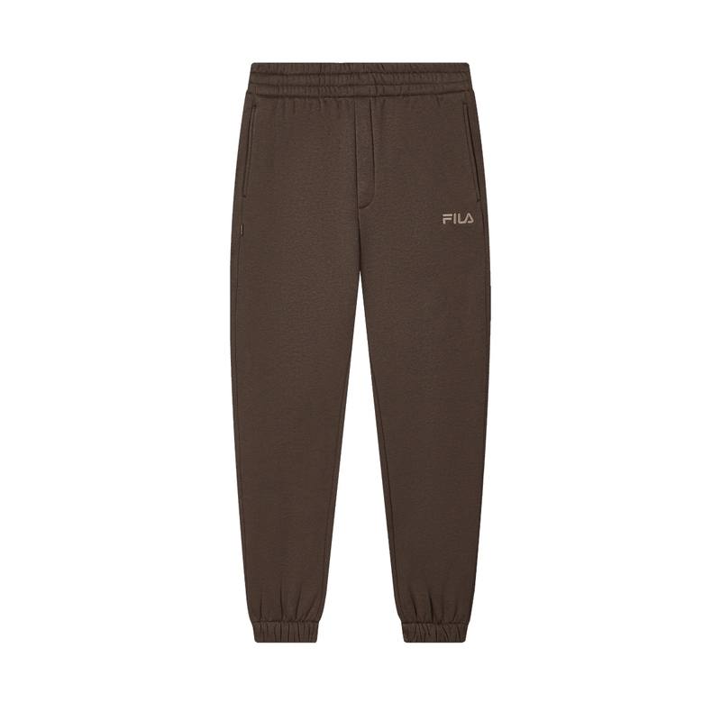 FILA Casual And Versatile Fleece Lined Comfortable Knitted Sweatpants Men's Earth Umber