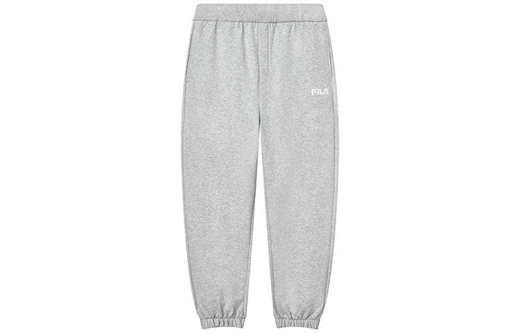 FILA Loose Fit Cuffed Fleece Lined Knitted Fabric Solid Color Sports Casual Pants Men's Cloud Gray Heather Gray