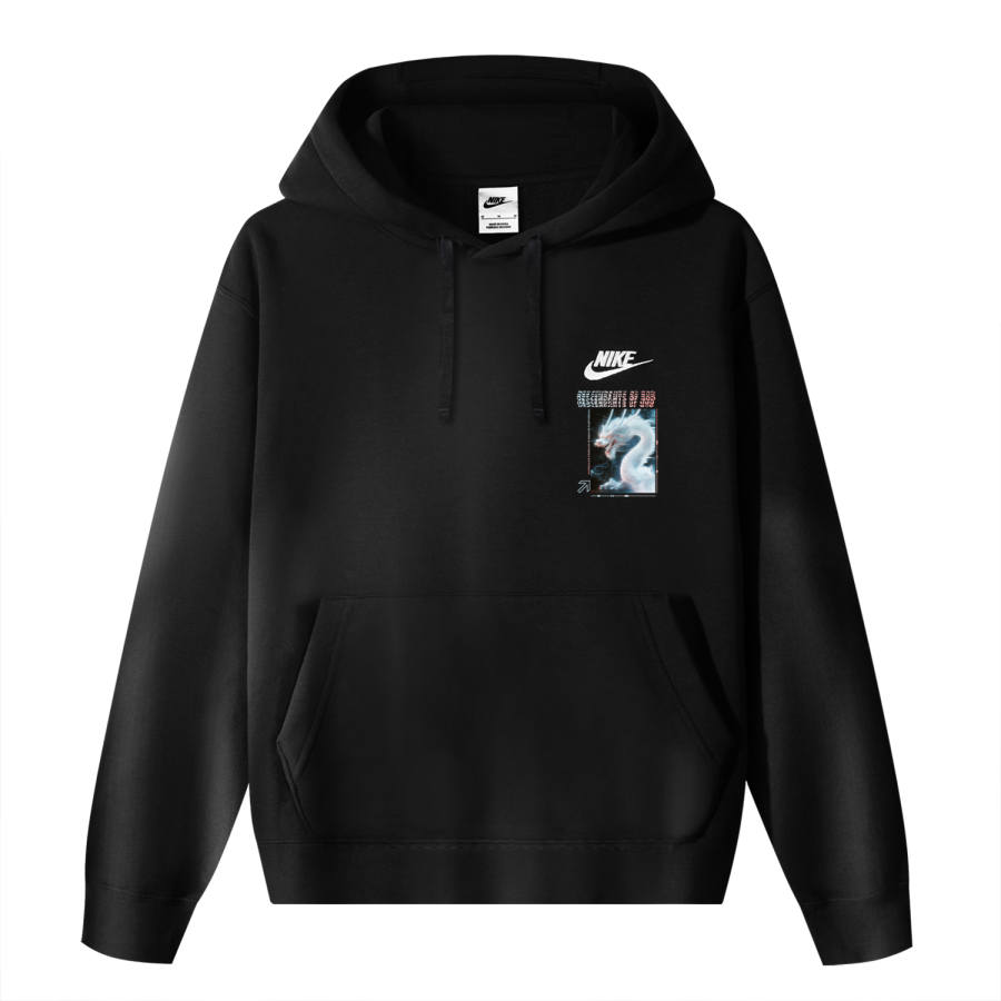 Nike Nike Sportswear Club Fleece CNY Cyber True Dragon Fleece Lined Thermal Pullover Hooded Sports Sweatshirt Unisex Black