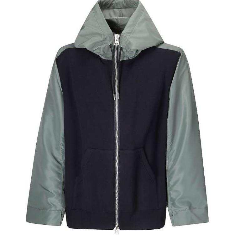 Sacai Panelled Zip Up Hooded Jacket
