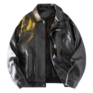 Kawasaki Leather Jackets Unisex Lapel Thickened