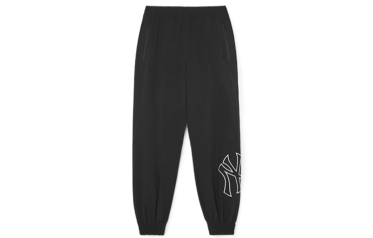 MLB New York Yankees Knitted Sweatpants Unisex Black Moderate Cuffed Pants
