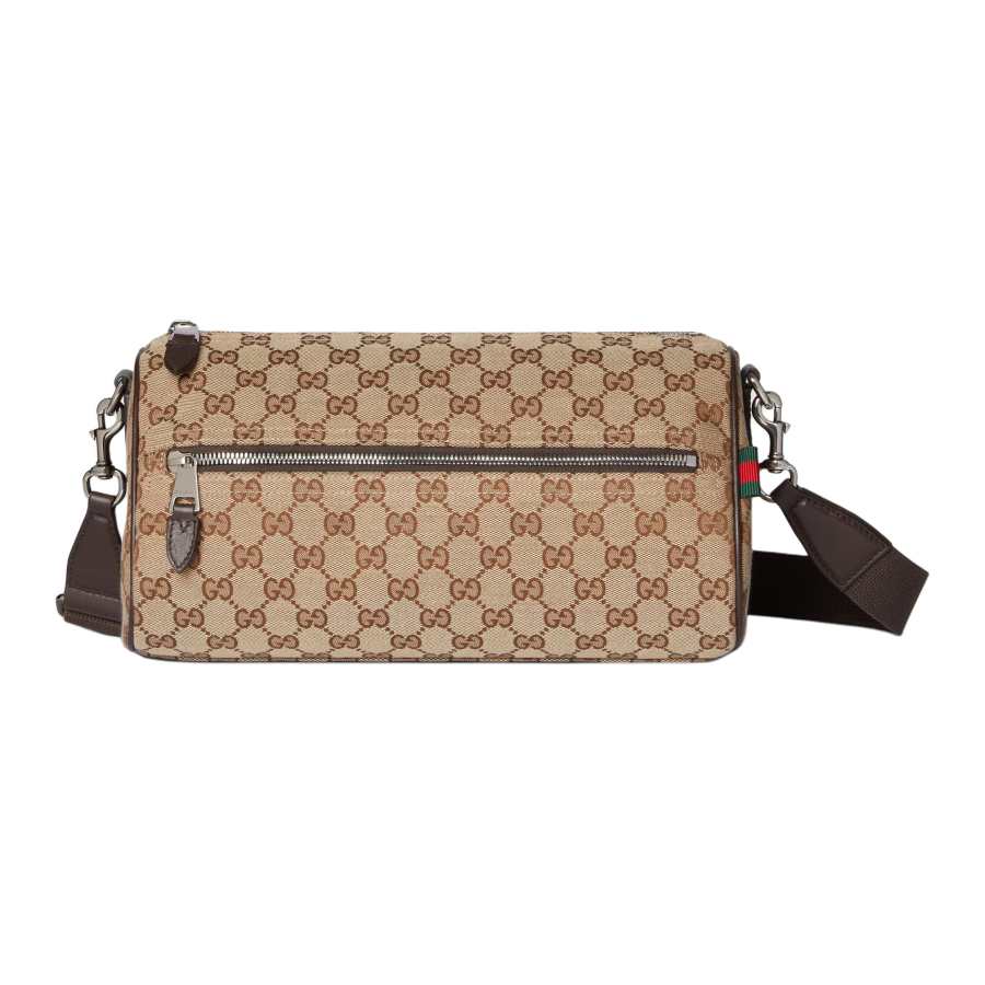 GUCCI GG Canvas Boston Bag, Crossbody Bag, Shoulder Bag Small Men's Beige & Dark Brown