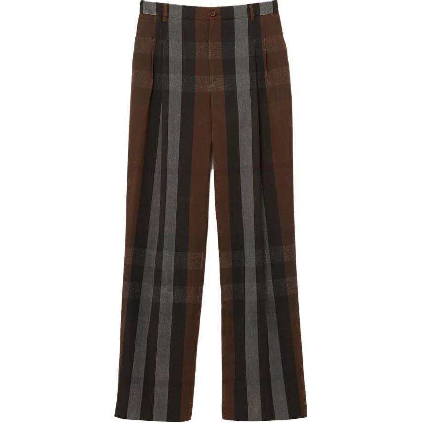 Burberry Wide Leg Check Trousers