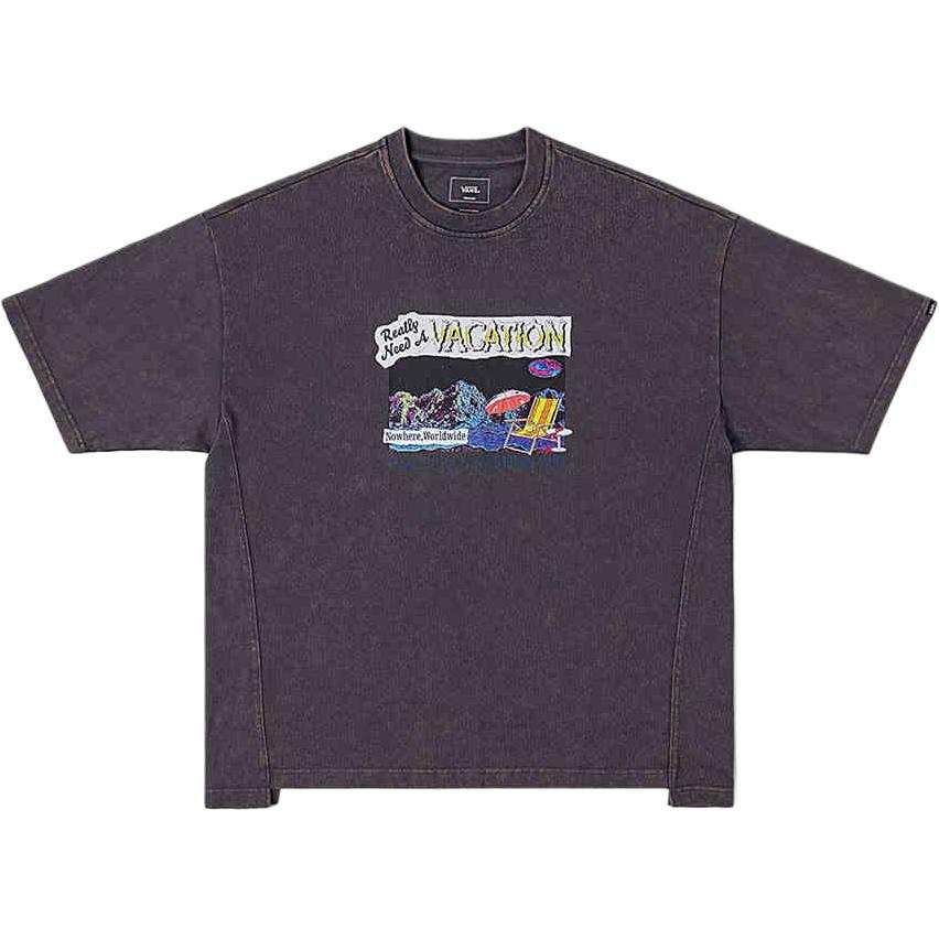 Vans T Shirts Unisex Gray Black Crew Neck Moderate Straight Fit