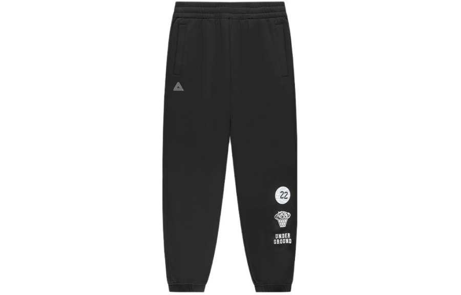 PEAK Basketball Culture Collection Letter Print Mid Rise Fleece Lined Thermal Elastic Cuff Knitted Sweatpants Men's