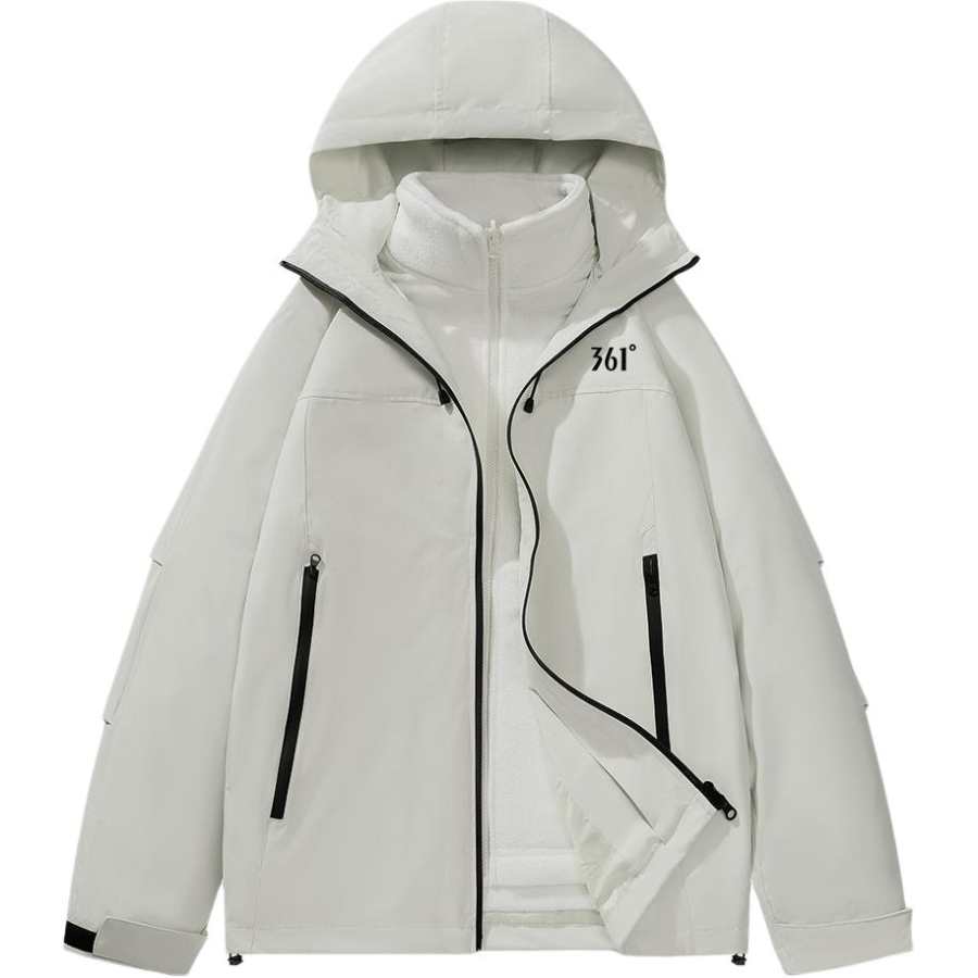 361° Life Collection Comfortable Casual Minimalist Style Hooded Loose Fit Fleece Lined Trench Coat Men's Gray Khaki