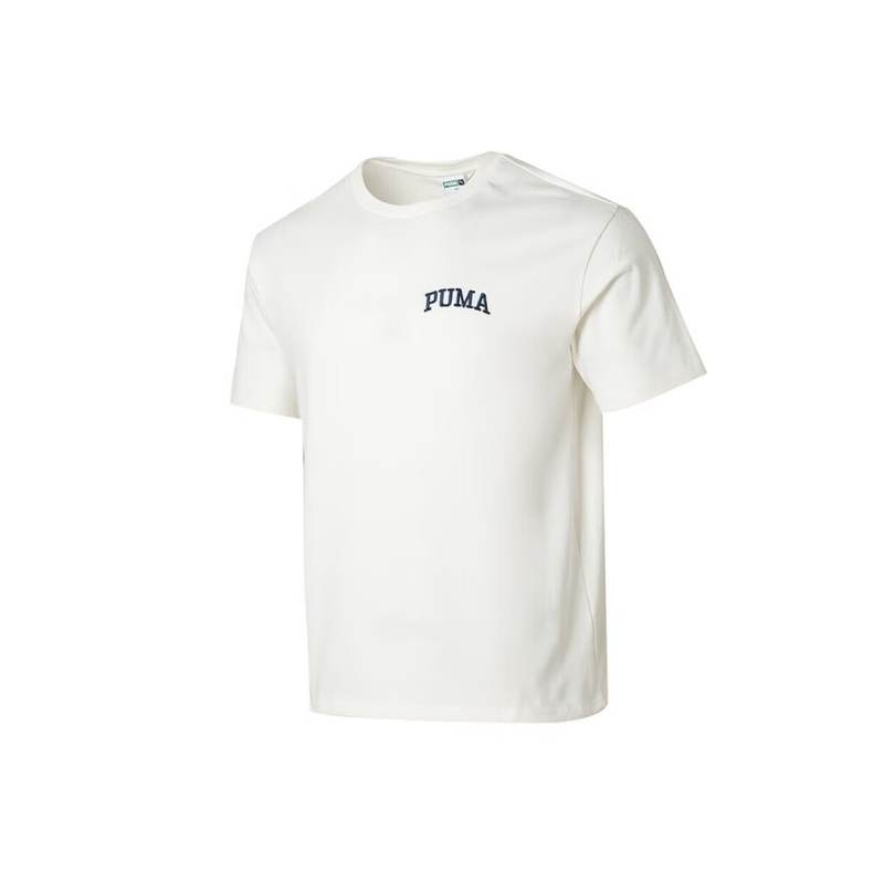 PUMA T Shirts Men's White Crew Neck Moderate