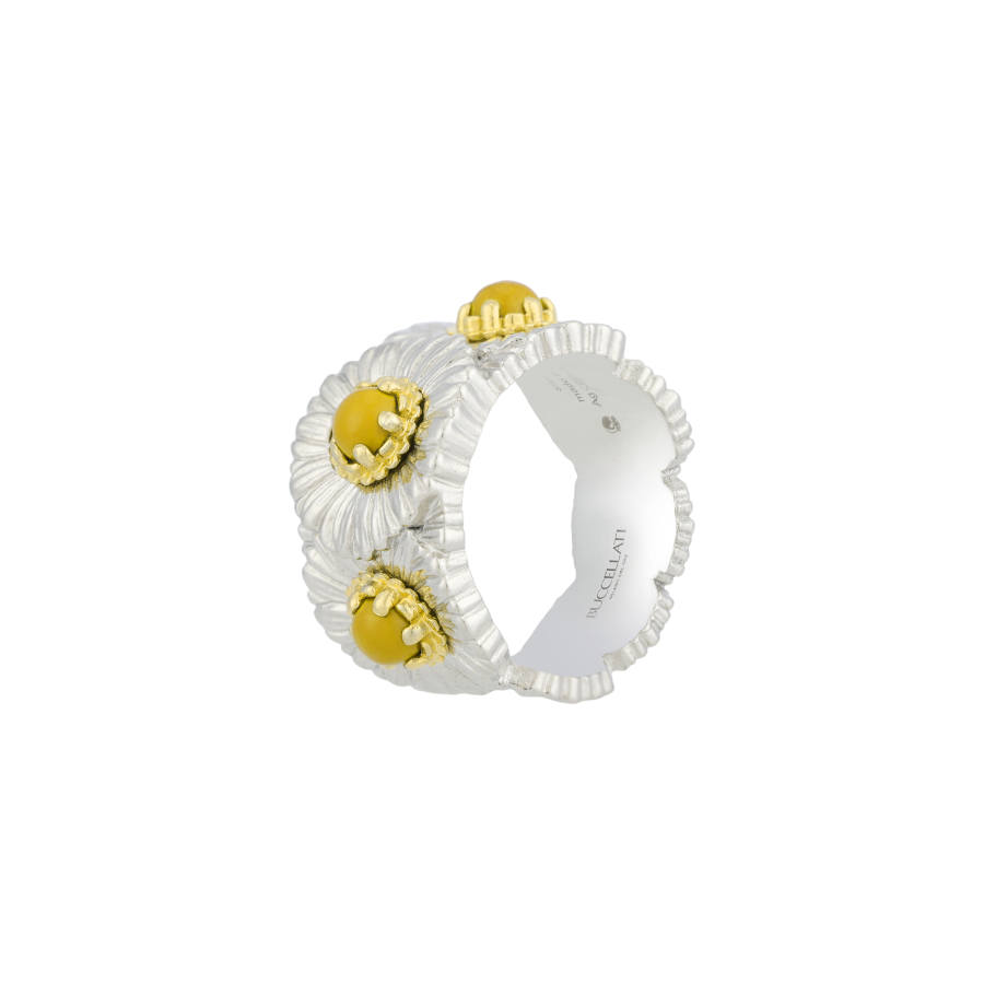 BUCCELLATI BUCCELLATI Daisy 925 Silver Agate Rings Women's Silver/Yellow
