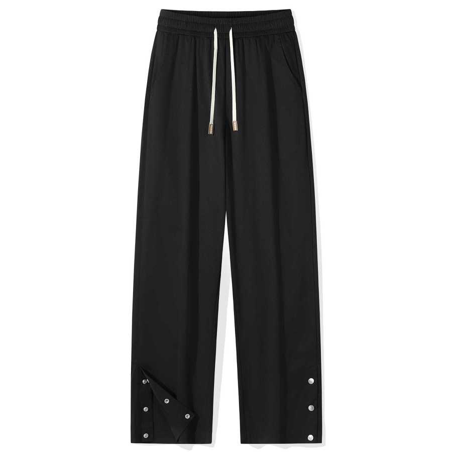 FIDO DIDO Casual Pants Unisex Moderate Snap Button Pants