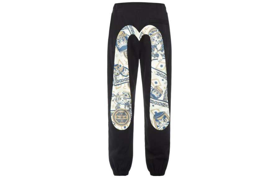 EVISU Casual Pants Men's Black Moderate Skinny Pants