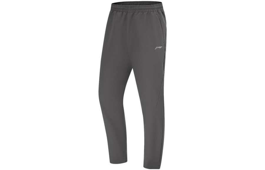 Li-Ning Li Ning Fitness Series Solid Color Logo Label Casual Versatile Fleece Lined Mid Rise Straight Fit Casual Pants Men's