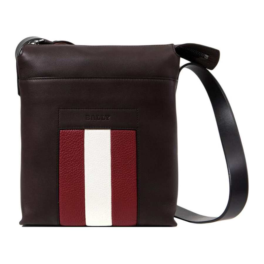 BALLY Leather One Shoulder Crossbody Messenger Bag Men's Coffee