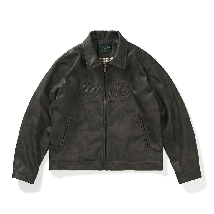 714STREET Leather Jacket Unisex Black