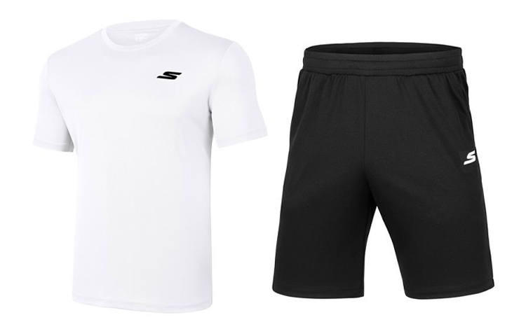 Skechers Casual Sportswear Men's Bright White Crew Neck Moderate