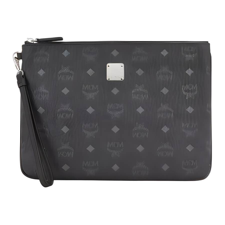 MCM MCM PVC Wrist Bag Clutch Medium Unisex Black