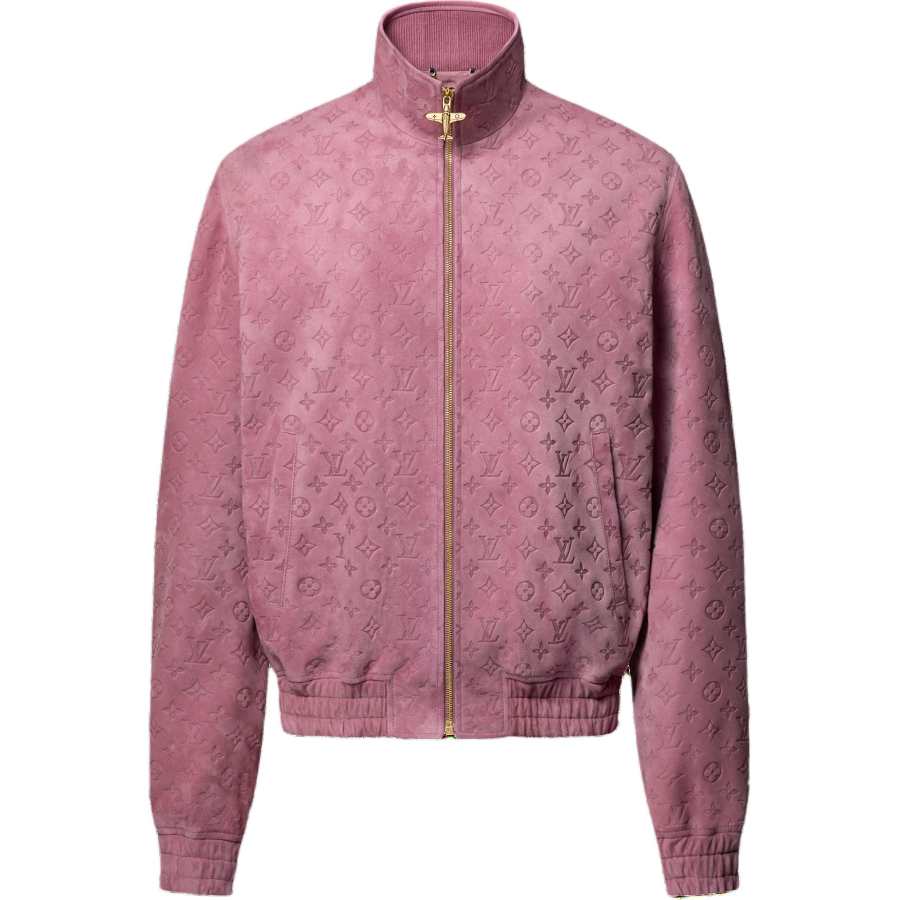LOUIS VUITTON Lv 1AHBUL Monogram Debossed Leather Tracksuit Jacket