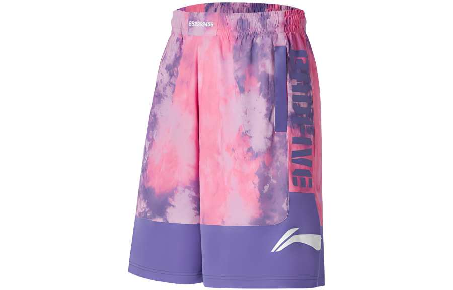 Li-Ning Li Ning Casual Shorts Men's Pink Purple Full Print Fluorescent Blue Purple