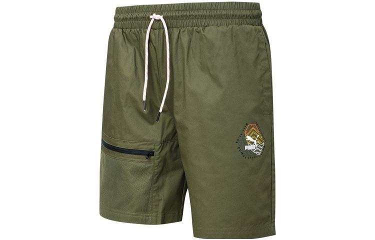 PUMA Casual Shorts Men's Dark Moss Green Moderate