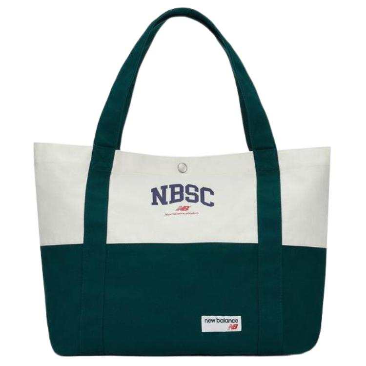 New Balance New Balance Fabric Tote Bag, Shopping Bag, Handbag Regular Unisex Ecru & Green