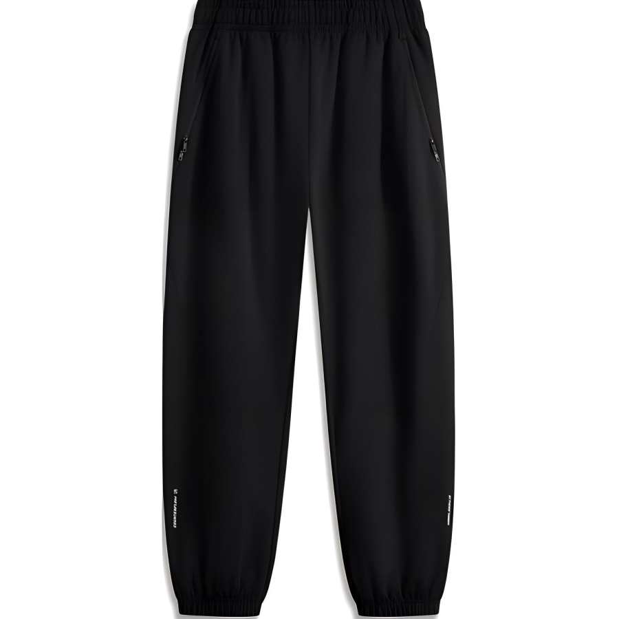 Li-Ning Li Ning CF Tracing Solid Color Fleece Lined Thermal Loose Fit Elastic Cuff Sweatpants Casual Pants Men's Black