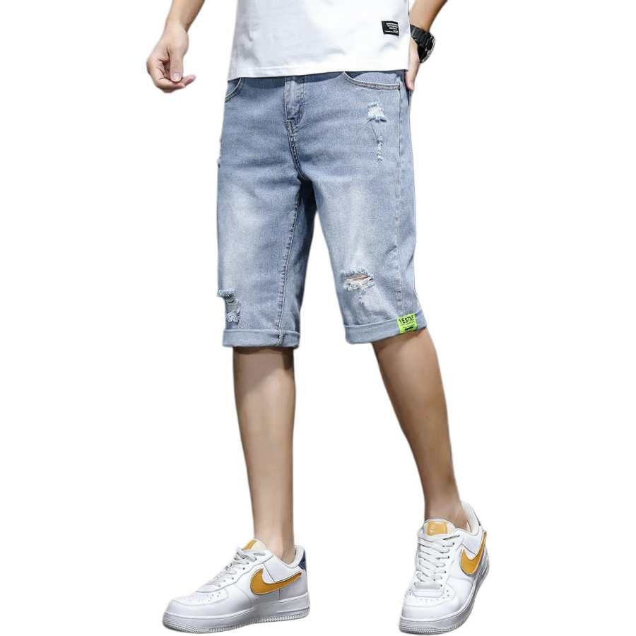 Tonlion Denim Shorts Men's Light Blue