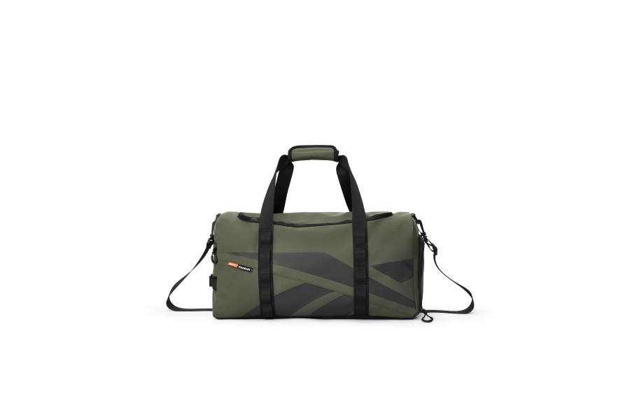 Reebok Artificial Leather Handbag, Crossbody Bag, Travel Bag, Gym Bag Medium Unisex White/black/grey green