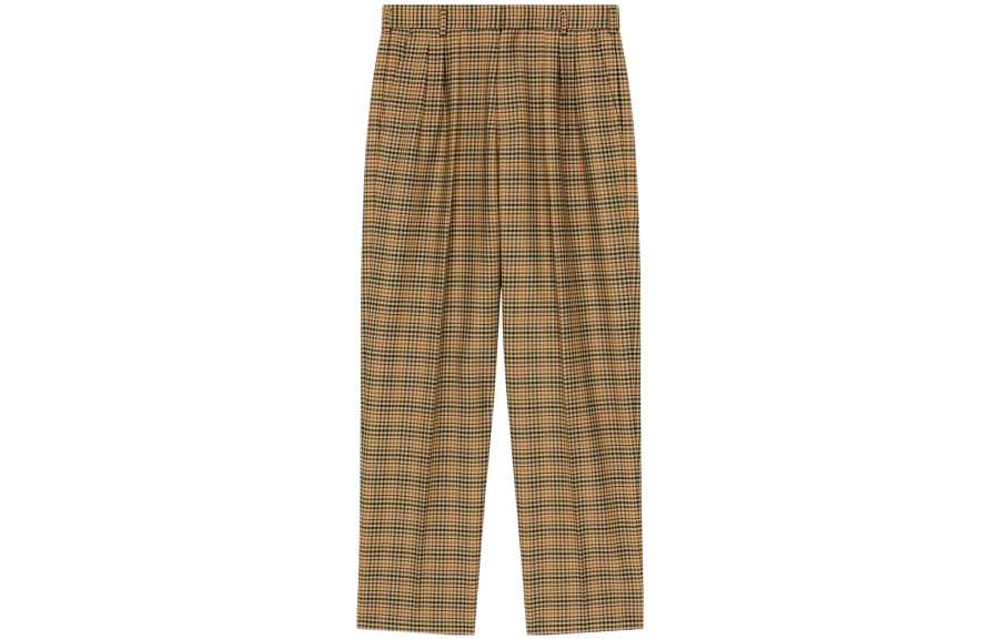 KENZO Kenzo Logo Patch Checked Pleated Tailored Trousers