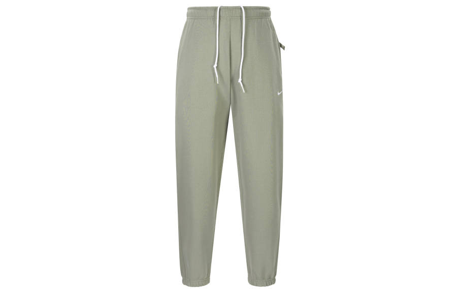 Nike Nike Solo Swoosh Loose Fit Lace Up Knitted Fabric Comfortable Fleece Lined Casual Pants Men's Light Army Green/White