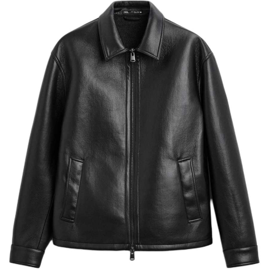ZARA ZARA Leather Jacket Men's Black