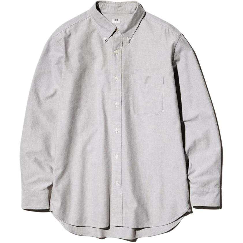 UNIQLO Shirts Unisex Lead Gray Lapel Moderate