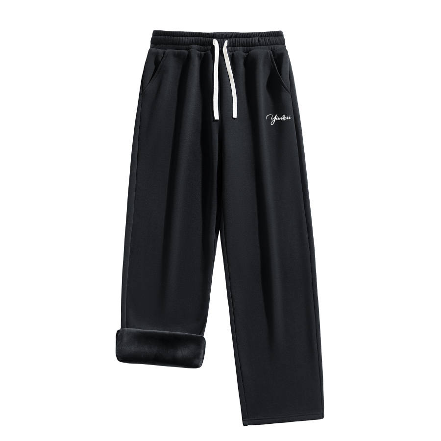 YIVIKII Casual Pants Unisex Thickened And Fleece Lined Straight Fit Pants