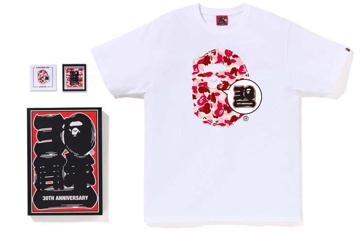 A BATHING APE Bape Store Hiroshima Bape 30th Anniversary Ape Head Tee Set