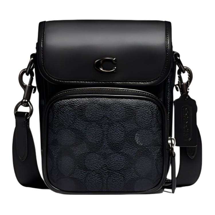 COACH Cow Leather Crossbody Bag, Shoulder Bag Mini Men's Black