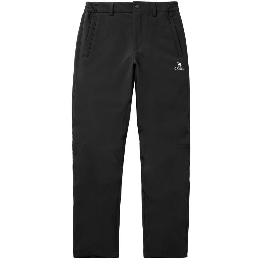 CAMEL CAMEL Urban Function Series Solid Color Logo Label Windproof And Waterproof Thermal Fleece Lined Soft Shell Pants Men's