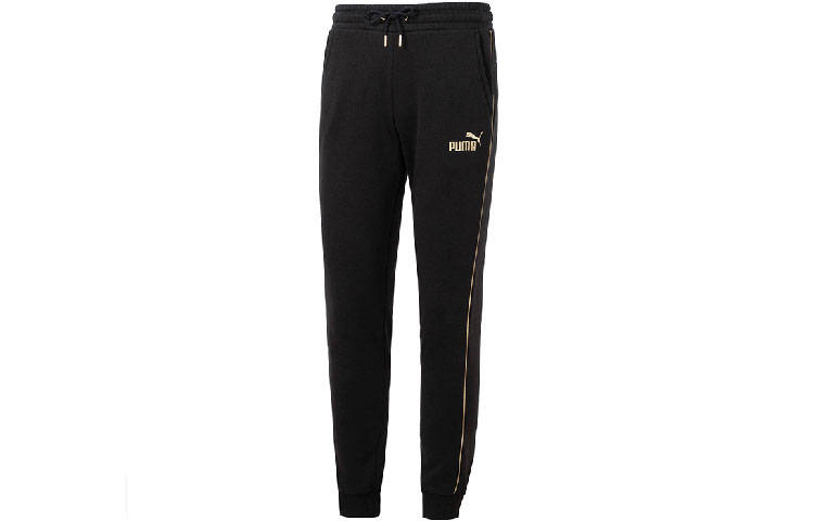 PUMA Casual Pants Men's Black Thickened And Fleece Lined Sweatpants
