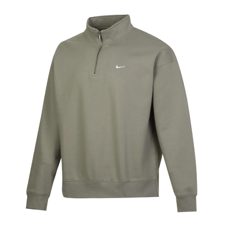 Nike Nike Solo Swoosh Fleece Lined Thermal Casual Sports Long Sleeved Half Zip Open Collar Without Hood Sweatshirt Men's