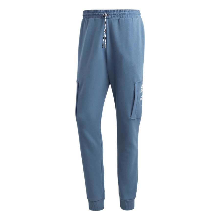 Adidas Adidas Q4 BL PANT Fleece Lined Casual Brand Logo Lace Up Mid Rise Knitted Sweatpants Men's Blue