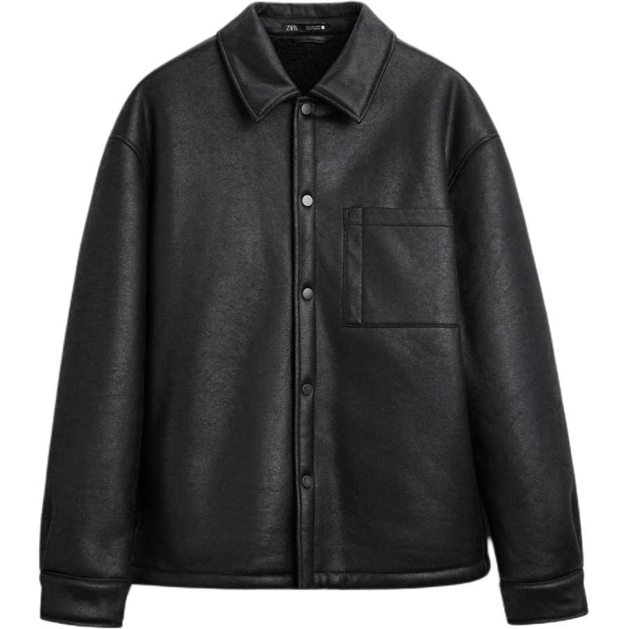 ZARA ZARA Leather Jackets Men's Lapel Moderate