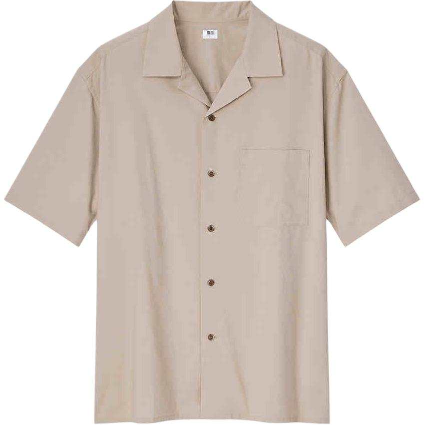 UNIQLO Shirts Unisex Dark Beige Cuban Collar Moderate