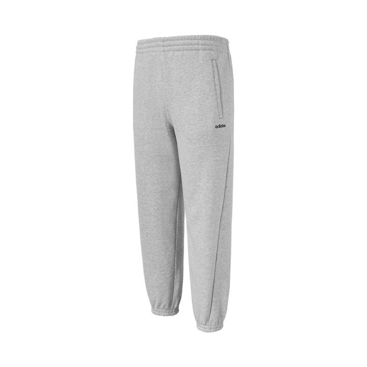 Adidas Adidas Solid Color Fleece Lined Elastic Cuff Knitted Sweatpants Men's Light Gray