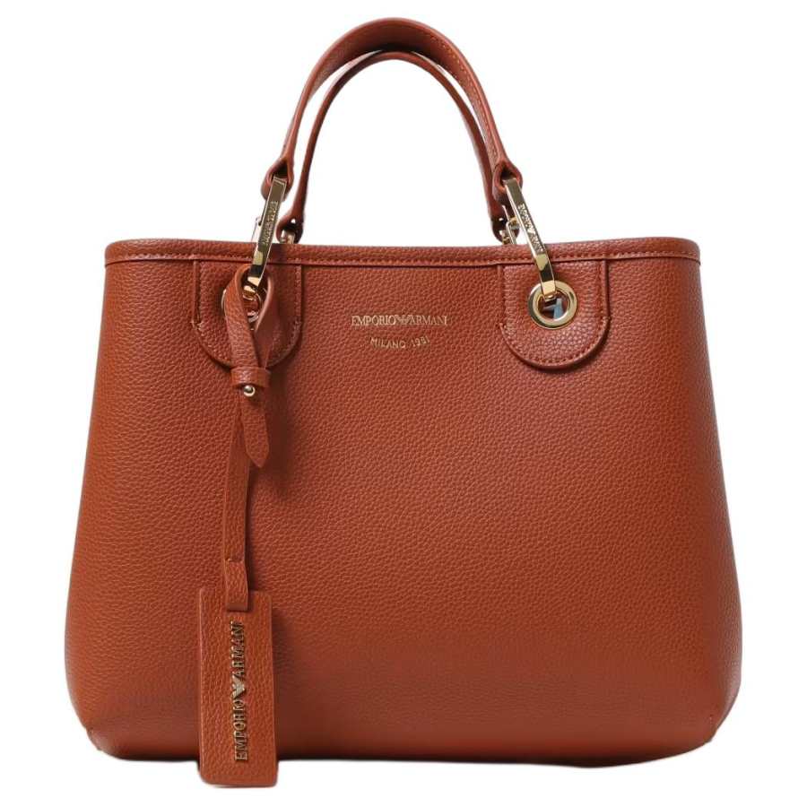 EMPORIO ARMANI MyEA Grain Synthetic Leather Handbag Women's Brown
