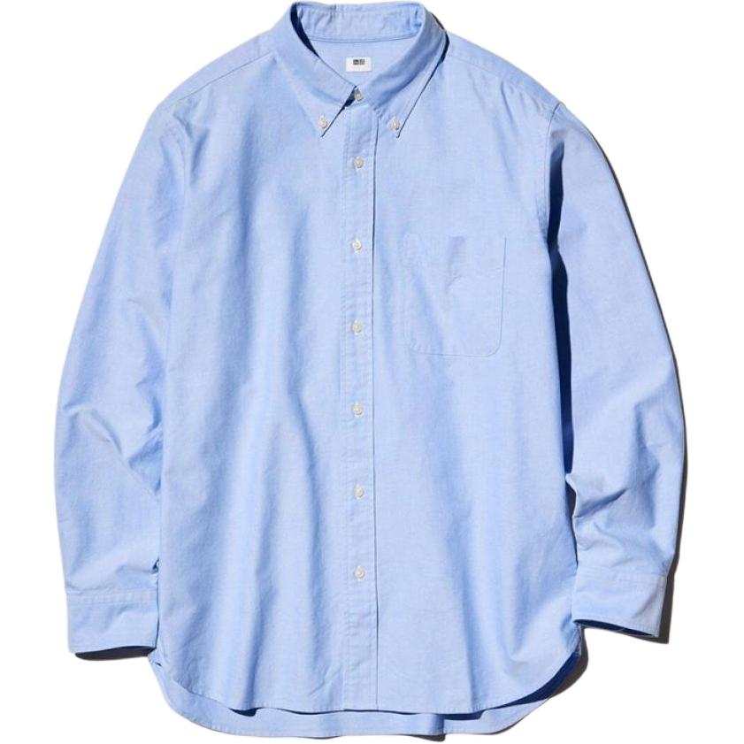 UNIQLO Shirts Unisex Lake Blue Lapel Moderate