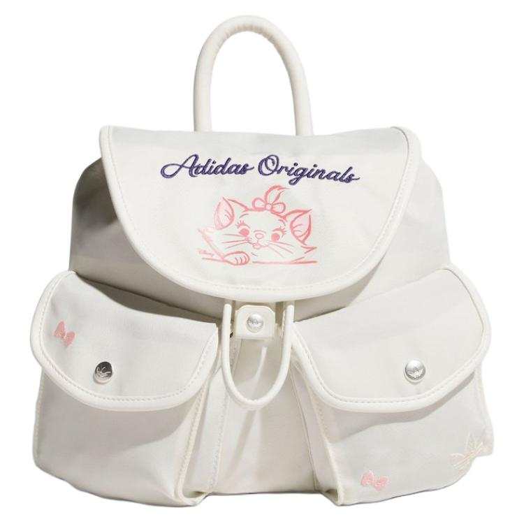 Adidas Originals Trefoil Disney Marie Cat, Collaboration Cartoon Pattern Print Backpack Women's Ecru