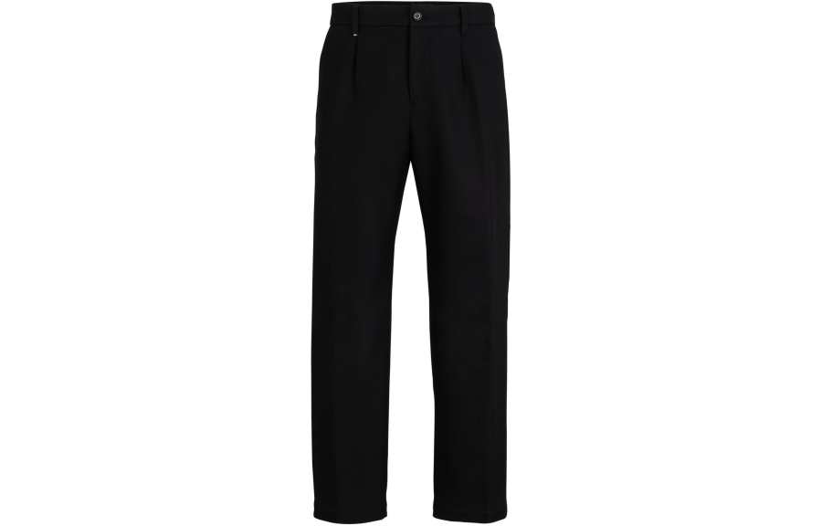 HUGO BOSS Straight Fit Trousers In Cotton Casual Pants Men's Black