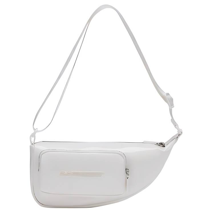 LACOSTE Pu Saddle Bag, Shoulder Bag, Crossbody Bag Medium Unisex Cream White