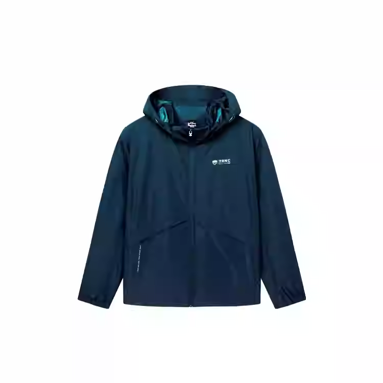 361° Letter Zippers Hooded Comfortable And Breathable Versatile Fleece Lined Thermal Trench Coat Men's Stone Teal