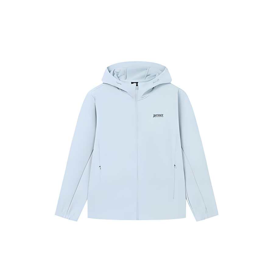 361° Letter Zippers Hooded Comfortable And Breathable Versatile Fleece Lined Thermal Trench Coat Men's Shadow Cyan