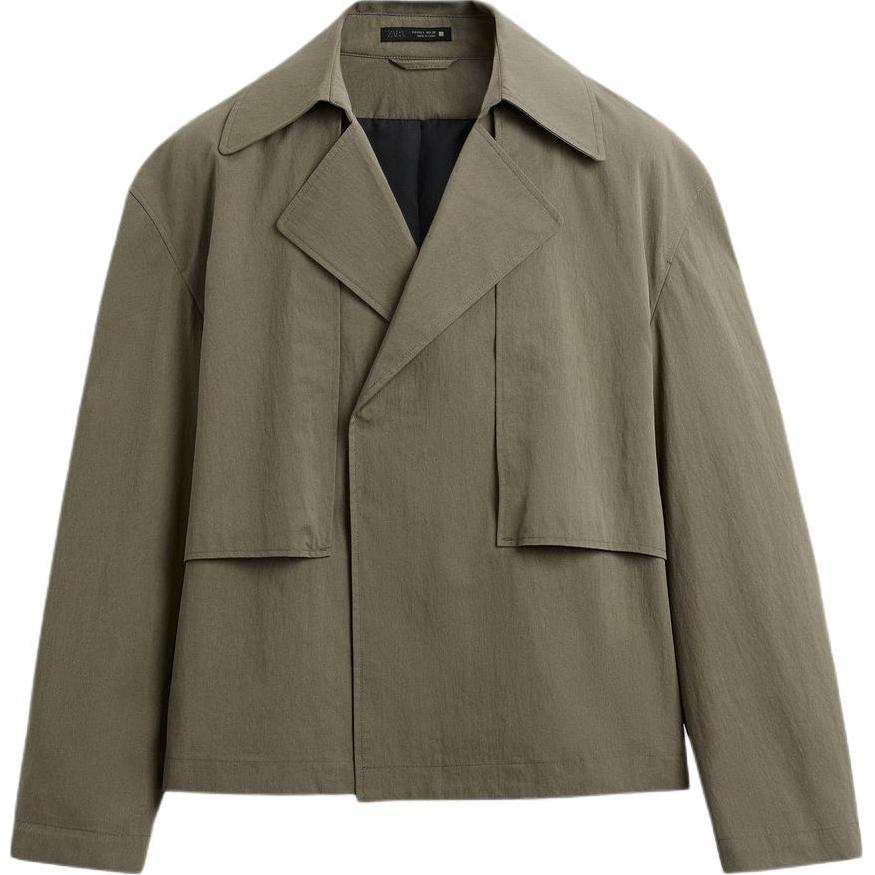 ZARA Trench Coats Men's Khaki Suit Collar Thin